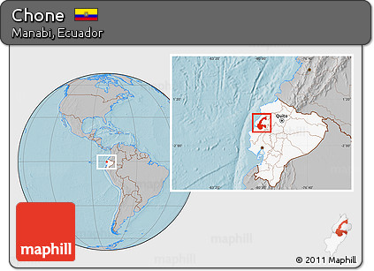 Gray Location Map of Chone, highlighted country, hill shading