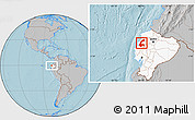 Gray Location Map of Chone, highlighted country, hill shading