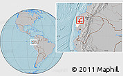 Gray Location Map of Chone, highlighted parent region, within the entire country, hill shading