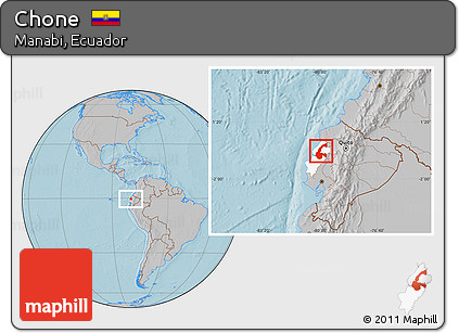 Gray Location Map of Chone, highlighted parent region, hill shading