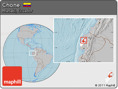 Gray Location Map of Chone, highlighted parent region, hill shading