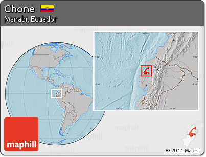 Gray Location Map of Chone, hill shading