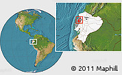 Satellite Location Map of Chone, highlighted country, highlighted parent region, within the entire country