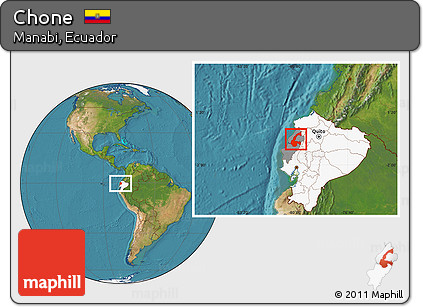 Satellite Location Map of Chone, highlighted country, highlighted parent region