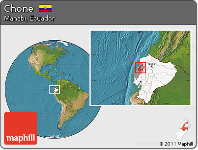 Satellite Location Map of Chone, highlighted country, highlighted parent region