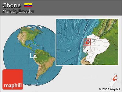 Satellite Location Map of Chone, highlighted country, highlighted parent region