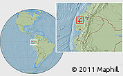 Savanna Style Location Map of Chone, within the entire country, hill shading
