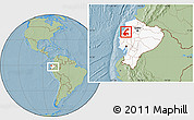 Savanna Style Location Map of Chone, highlighted country, within the entire country, hill shading