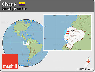 Savanna Style Location Map of Chone, highlighted country