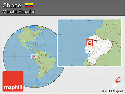 Savanna Style Location Map of Chone, highlighted country