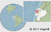 Savanna Style Location Map of Chone, highlighted country, hill shading