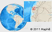 Shaded Relief Location Map of Chone, within the entire country
