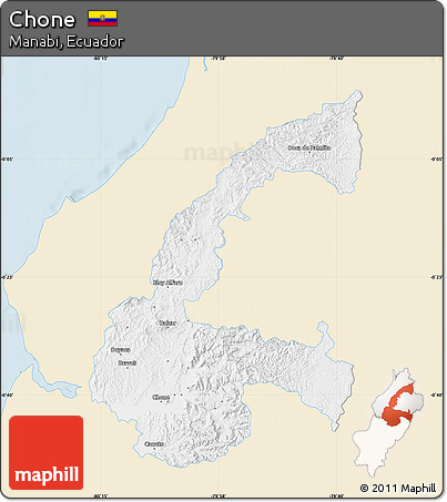 Classic Style Map of Chone, single color outside