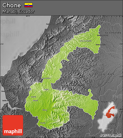 Physical Map of Chone, darken, desaturated