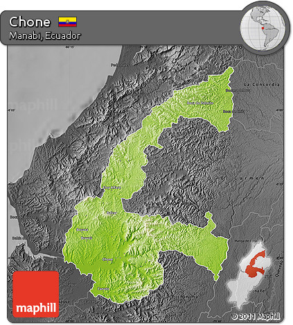 Physical Map of Chone, darken, desaturated
