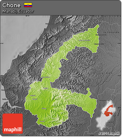 Physical Map of Chone, darken, desaturated