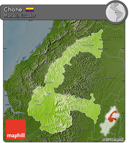 Physical Map of Chone, darken