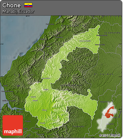 Physical Map of Chone, darken
