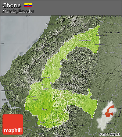 Physical Map of Chone, darken, semi-desaturated