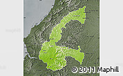 Physical Map of Chone, darken, semi-desaturated