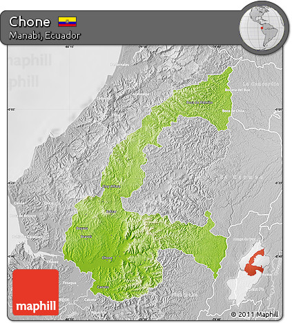 Physical Map of Chone, lighten, desaturated