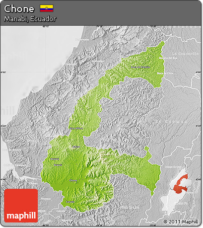 Physical Map of Chone, lighten, desaturated