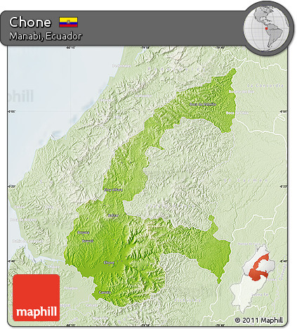 Physical Map of Chone, lighten