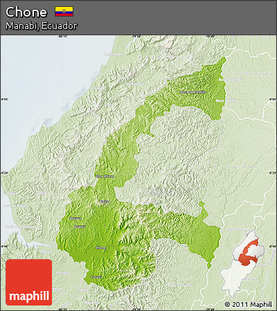 Physical Map of Chone, lighten