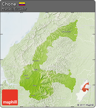 Physical Map of Chone, lighten