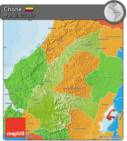 Physical Map of Chone, political outside