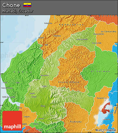 Physical Map of Chone, political outside