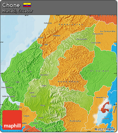 Physical Map of Chone, political outside