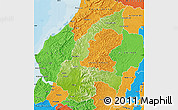 Physical Map of Chone, political outside