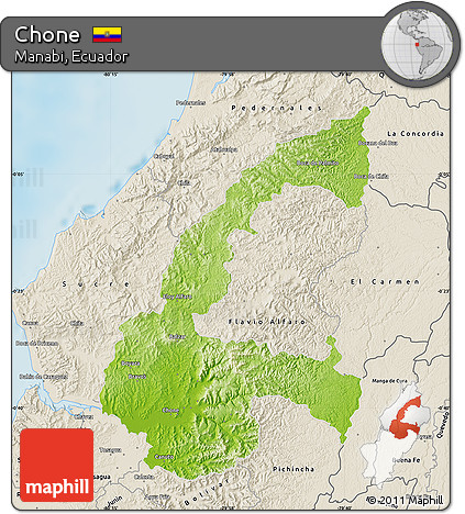 Physical Map of Chone, shaded relief outside