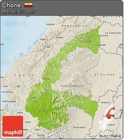 Physical Map of Chone, shaded relief outside