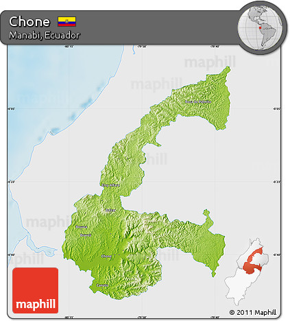 Physical Map of Chone, single color outside