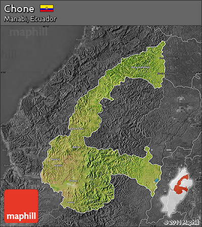 Satellite Map of Chone, darken, desaturated