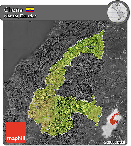 Satellite Map of Chone, darken, desaturated