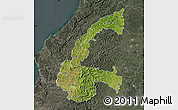 Satellite Map of Chone, darken, semi-desaturated