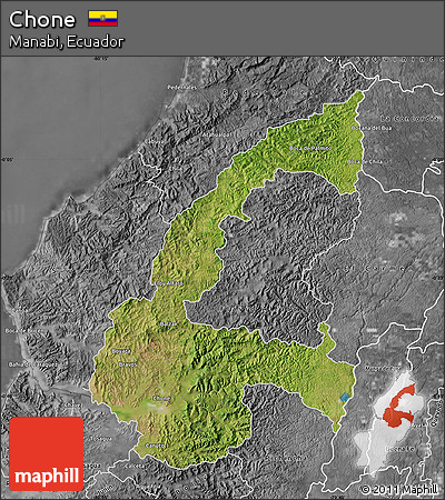 Satellite Map of Chone, desaturated