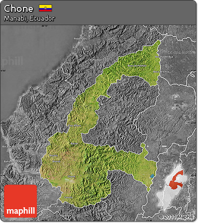 Satellite Map of Chone, desaturated
