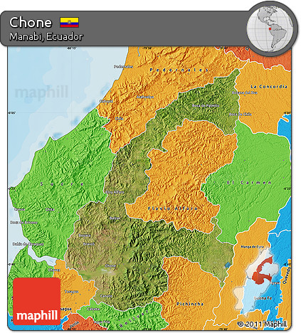 Satellite Map of Chone, political outside