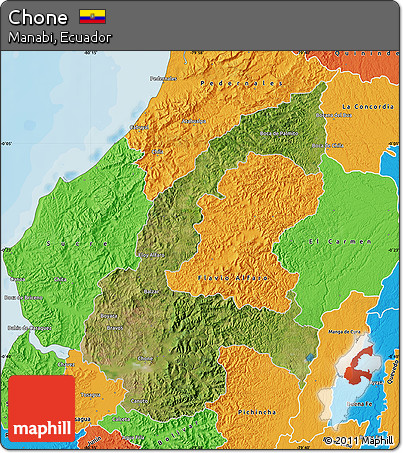 Satellite Map of Chone, political outside