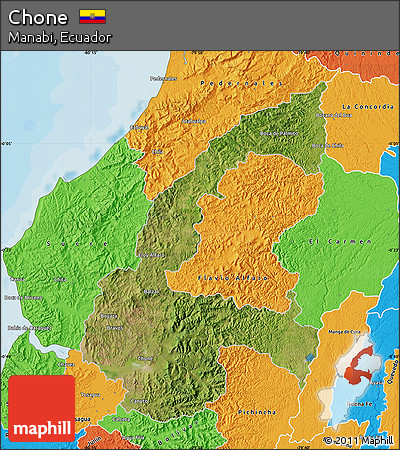 Satellite Map of Chone, political outside