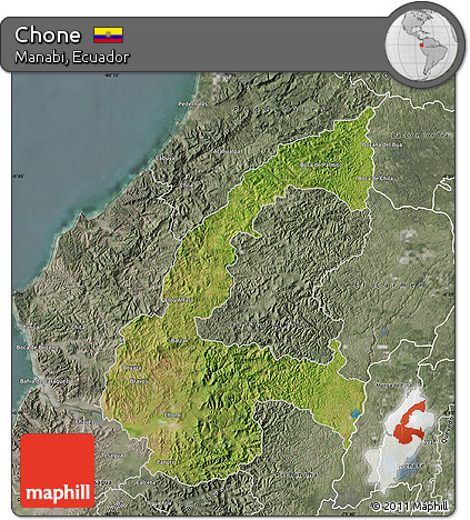 Satellite Map of Chone, semi-desaturated
