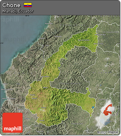 Satellite Map of Chone, semi-desaturated