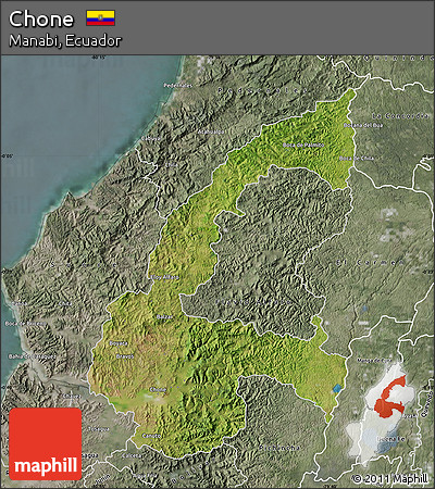 Satellite Map of Chone, semi-desaturated
