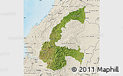 Satellite Map of Chone, shaded relief outside