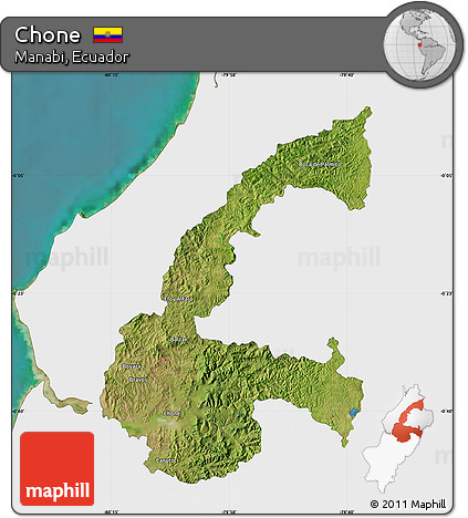 Satellite Map of Chone, single color outside