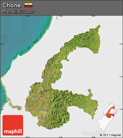 Satellite Map of Chone, single color outside